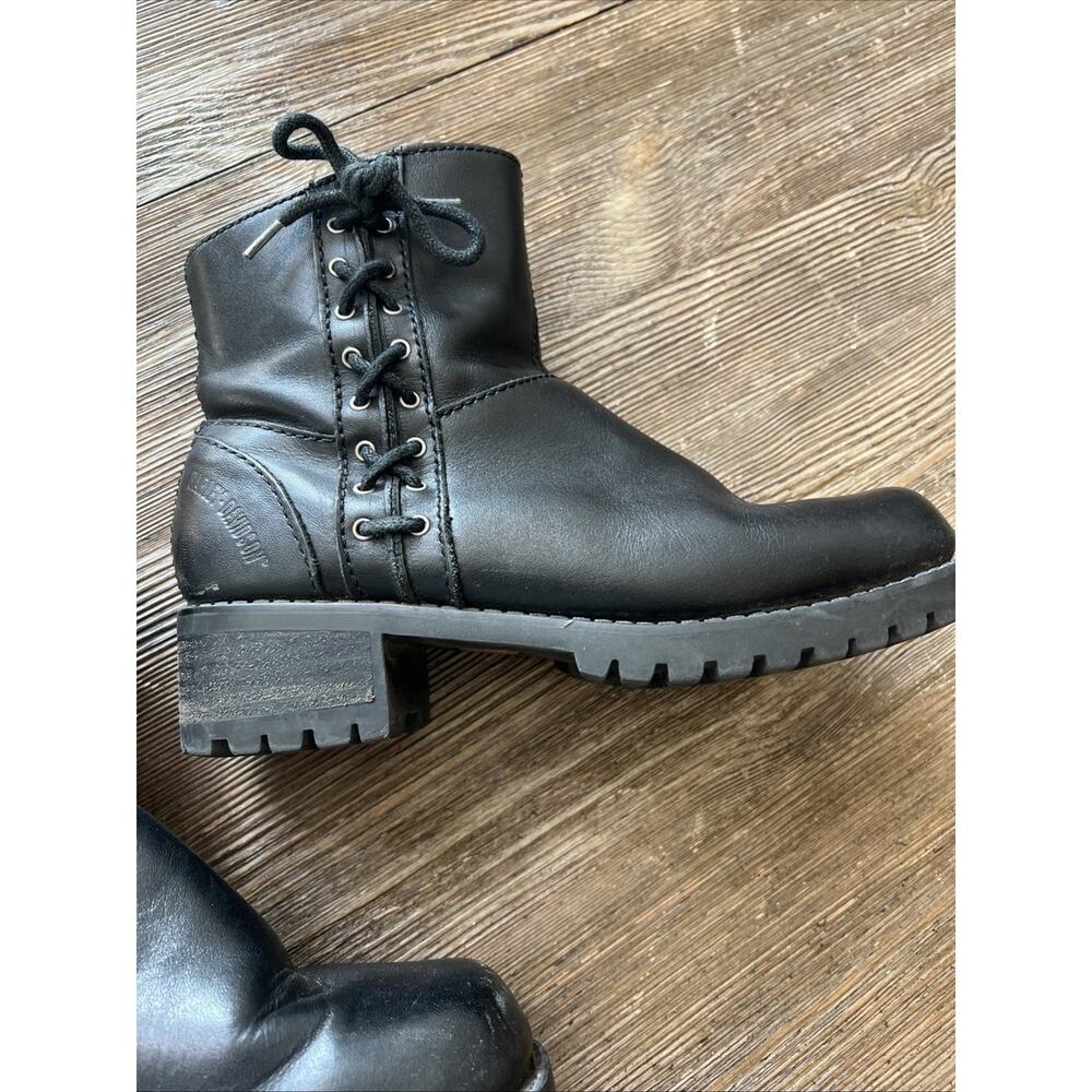 Harley Davidson women 7 Adriana Side lace up motorcycle boots black 84386 zip up
